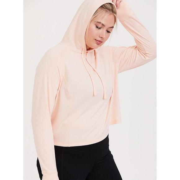 torrid Tops - Torrid Light Pink Crop Active Hoodie Size: 00 (10)